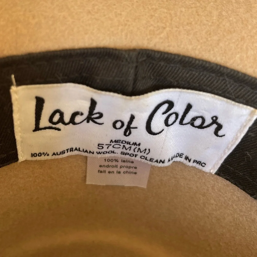 Lack of Color Zulu Wool Felt Fedora Hat Tan Medium 57cm - Picture 4 of 7